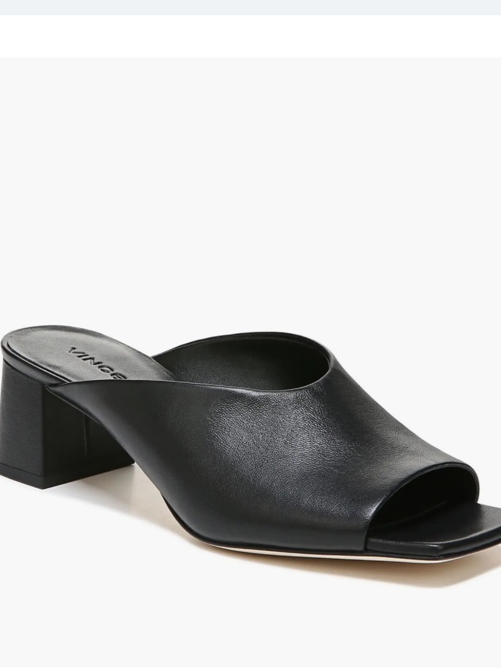 Vince Womens Elizabeth Block Heel Mule Sandal, Leather, Square Toe, Size US 6.5